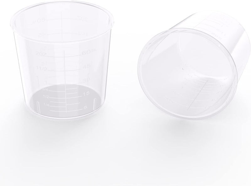 MFDSJ 30 Pack 2 Ounce Plastic Graduated Cups 60 ml Transparent Scale Cups with 30 Pcs Wooden Stirring Sticks for Mixing Paint, Stain, Epoxy, Resin - Image 3