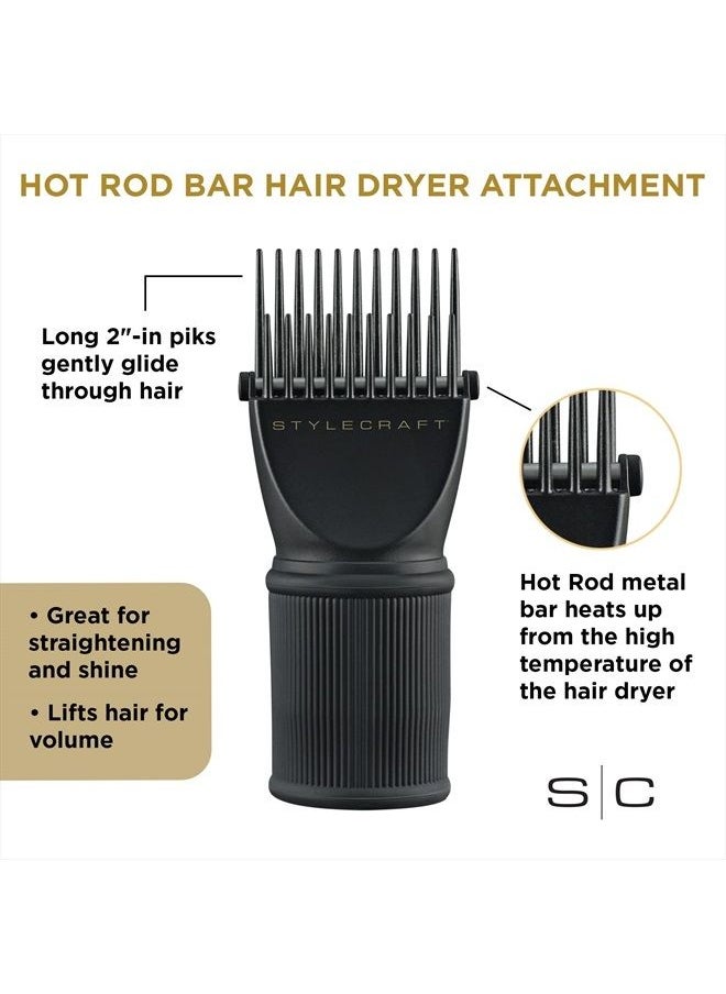 Stylecraft - Hair Dryer Attachment Hair Pik with Hot Rod, Helps Straighten and Dry, Size 1.55-2 Inch Dryer Nozzles - Image 1