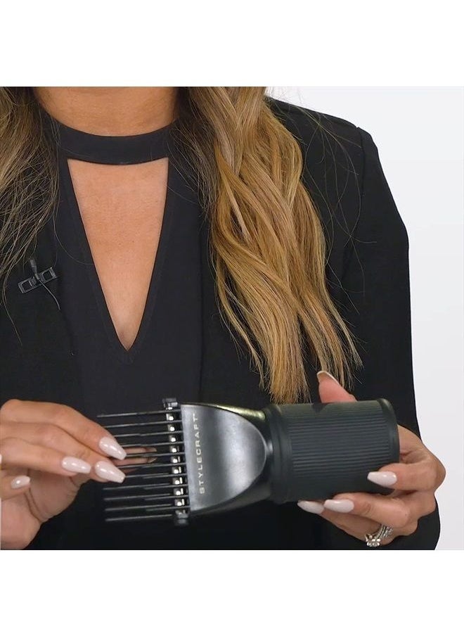 Stylecraft - Hair Dryer Attachment Hair Pik with Hot Rod, Helps Straighten and Dry, Size 1.55-2 Inch Dryer Nozzles - Image 1