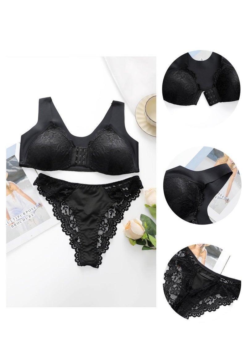 Women's front closed lace bra and panties - Image 1