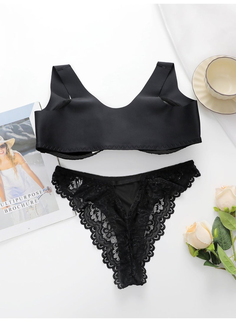Women's front closed lace bra and panties - Image 4