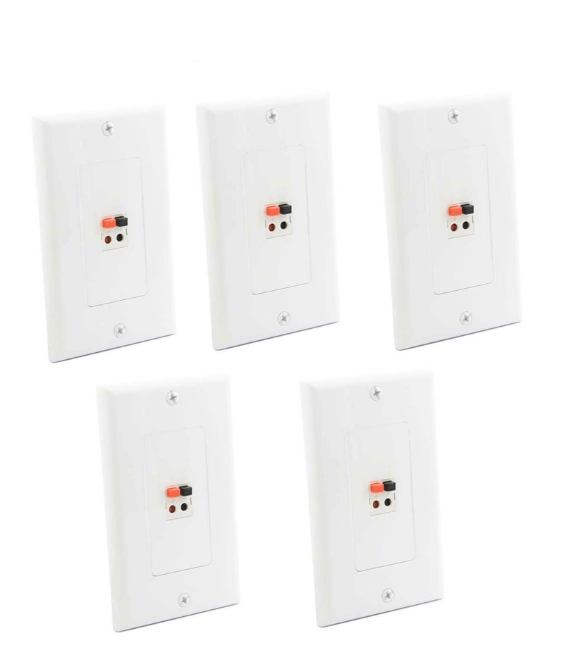 DIYTECH Premium Speaker Wall Plate - Spring Loaded Audio Plate for Home Theater Mount Speakers (5 Pack White) - Image 2