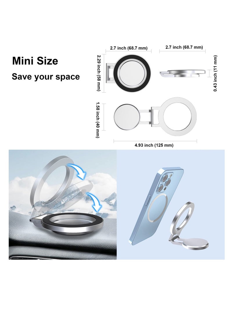 Captaintech Car Phone Mount for MagSafe, Magnetic Dashboard Phone Holder for Car, All Metal Design, Fit for Magsafe iPhone 14 13 12 Pro/Max/Mini/Plus MagSafe Case (Sliver) - Image 2