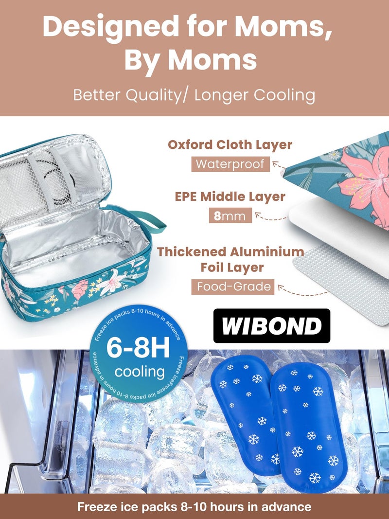WIBOND Breast Milk Cooler Travel Bag, Real-Time Temperature Display, Holds 4-6 Breastmilk Storage Bag with 2 Breast Milk Ice Pack, Cooling & Waterproof Portable Cooler for Moms on The Go (Lily) - Image 3