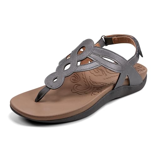 Rockport Women's Ramona-CH Flat Sandal, Pewter, 7.5 M US - Image 1
