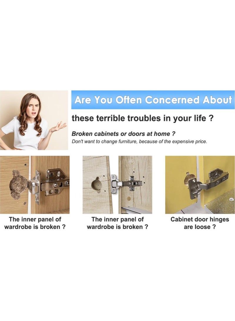 الواح اصلاح مفصلات دولاب مفصلات دولاب 12 قطعة من لوحة إصلاح مفصلات الخزانة، مجموعة دعامات إصلاح المفصلات المصنوعة من الفولاذ المقاوم للصدأ مع براغي تثبيت، لوحة إصلاح مفصلات الخزانة لباب خزانة المطبخ مفاصل دولاب - Image 2