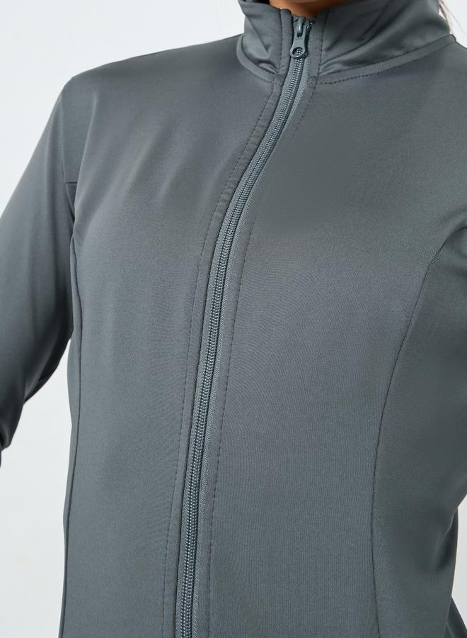 ستايلي اكتيف طقم جاكيت بسحاب وتفاصيل نقاط عاكسة مع ليقنز - Image 4