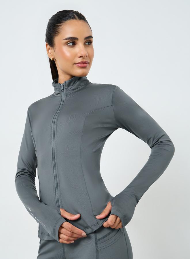 ستايلي اكتيف طقم جاكيت بسحاب وتفاصيل نقاط عاكسة مع ليقنز - Image 3