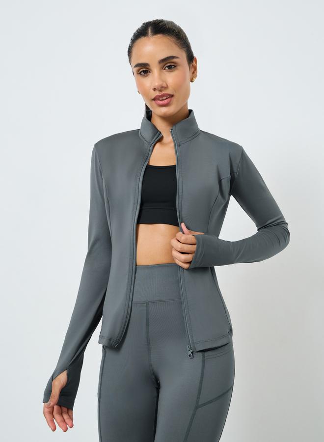 ستايلي اكتيف طقم جاكيت بسحاب وتفاصيل نقاط عاكسة مع ليقنز - Image 2