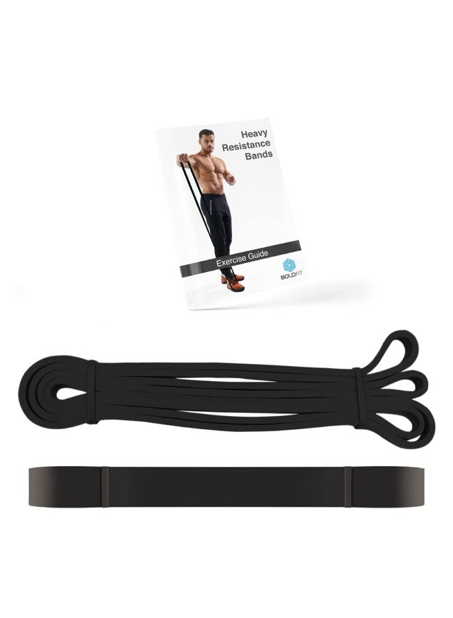 BOLDFIT شريط مقاومة ثقيل من المطاط الطبيعي لمجموعة التمارين والتمدد وسحب الشريط للتمارين المنزلية للرجال والنساء، شريط مقاومة دائري، شريط تنغيم أسود (15-30 كجم) - Image 1