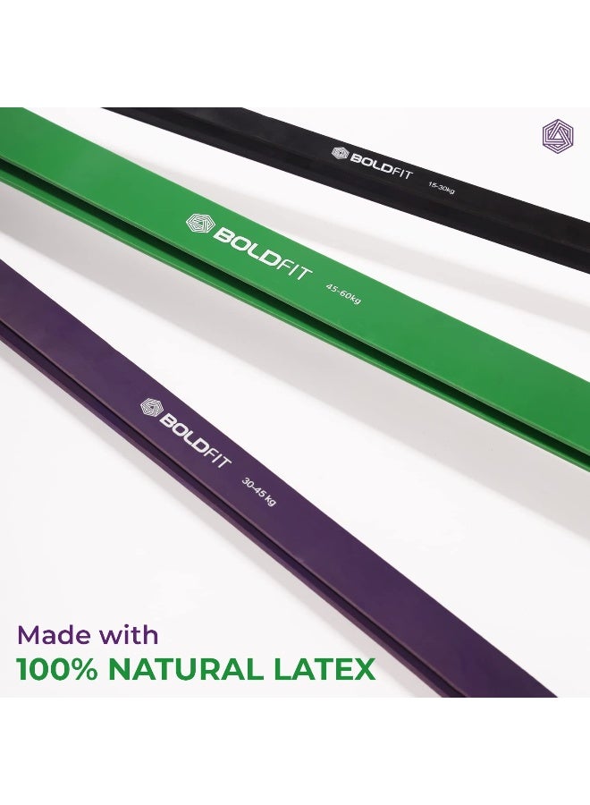 BOLDFIT شريط مقاومة ثقيل من المطاط الطبيعي لمجموعة التمارين والتمدد وسحب الشريط للتمارين المنزلية للرجال والنساء، شريط مقاومة دائري، شريط تنغيم أسود (15-30 كجم) - Image 5