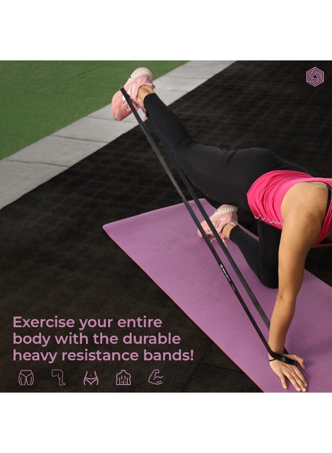 BOLDFIT شريط مقاومة ثقيل من المطاط الطبيعي لمجموعة التمارين والتمدد وسحب الشريط للتمارين المنزلية للرجال والنساء، شريط مقاومة دائري، شريط تنغيم أسود (15-30 كجم) - Image 2