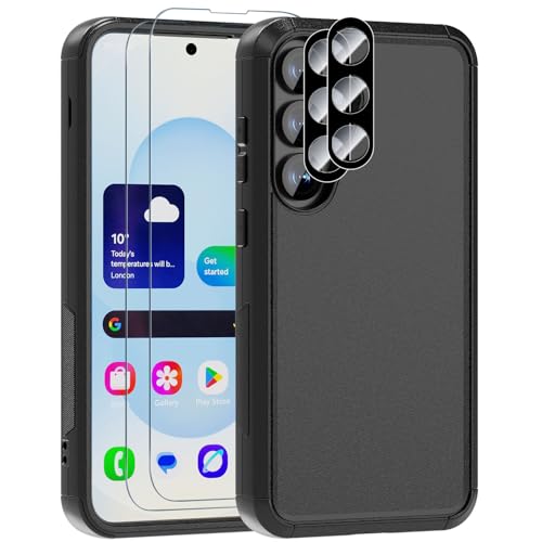 Guirble for Samsung Galaxy S25 Plus Case & S24 Plus Case - Shockproof Dropproof [with Tempered Glass Screen & Camera Protectors] Heavy Duty Protection Rugged Durable Phone Cover Black - Image 1