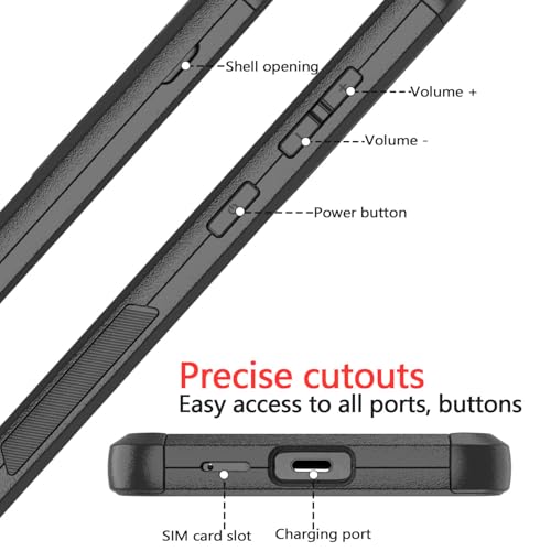 Guirble for Samsung Galaxy S25 Plus Case & S24 Plus Case - Shockproof Dropproof [with Tempered Glass Screen & Camera Protectors] Heavy Duty Protection Rugged Durable Phone Cover Black - Image 5