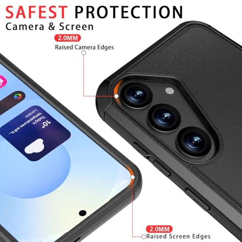 Guirble for Samsung Galaxy S25 Plus Case & S24 Plus Case - Shockproof Dropproof [with Tempered Glass Screen & Camera Protectors] Heavy Duty Protection Rugged Durable Phone Cover Black - Image 3