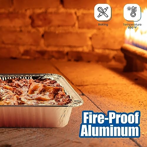 EHOMEA2Z Aluminum Foil Pans With Lids Half Size (10 Pack) 10 Lids and 10 Pans, 9x13 Prepping, Roasting, Food, Storing, Heating, Cooking, Chafers, Catering, Buffet Supplies - Image 3