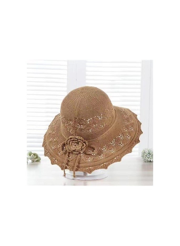 Goolsky Chic Wide Brim Knit Sun Hat with Aluminum Wire Detail - Foldable, Perfect for Beach & Outdoor Activities  - Image 4