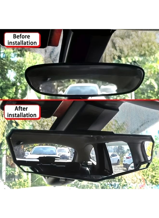 Black Universal HD Clip On Panoramic Rearview Mirror Wide Angle View Minimizes Blind Spots Enhanced Driving Safety - Image 3