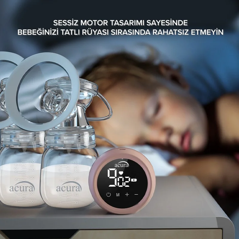 Acura AC-3020 Rechargeable LCD Screen Double Breast Pump with Bottle Feature