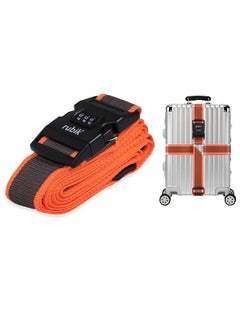 Rubik Cross Luggage Strap with Password 150 Inch Adjustable Heavy Duty Travel Packing Belt for Bag Baggage Suitcase Safety (1 Pack) Orange/Grey  - Image 1