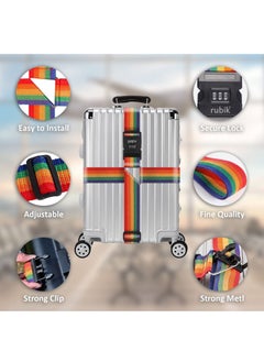 Rubik Cross Luggage Strap with Password 150 Inch Adjustable Heavy Duty Travel Packing Belt for Bag Baggage Suitcase Safety (1 Pack) Orange/Grey  - Image 2