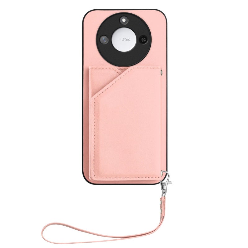 erorex For Honor X60 / X9c Smart  Feel Four Card Slots Phone Case with Wrist Strap(Pink) - Image 2