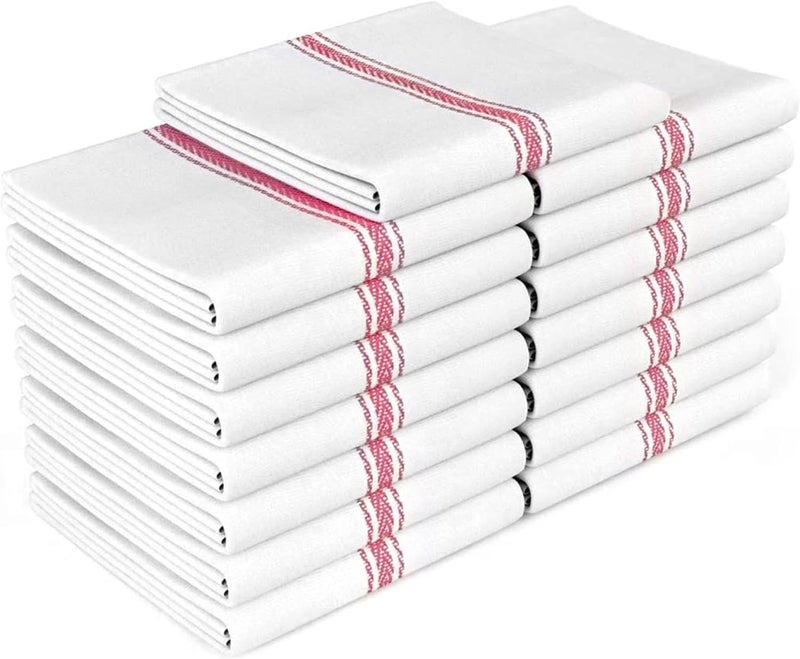Zeppoli Classic Kitchen Towels 15-Pack - 100% Natural Cotton Dish Towels - Reusable Cleaning Cloths - Super Absorbent - Machine Washable Hand Towels - 14” x 25” - Image 1