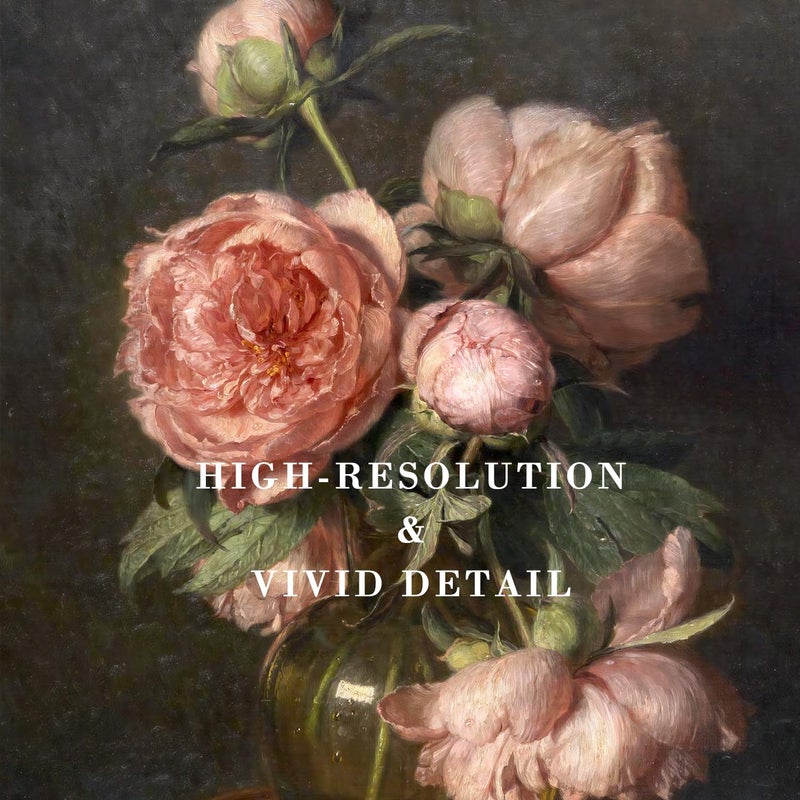 Kizbok Vintage Floral Wall Art  Vintage Wall Decor Retro Moody Floral Canvas Paintings  Classical Dark Pink Peonies Flower Vintage Art Prints  Farmhouse Decor for Bathroom Bedroom(8""x10""-Unframed) - Image 2