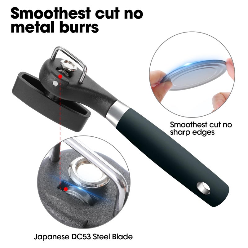 Beneno Can Opener, Manual Side Safe Cut Can Opener Smooth Edge with Durable Sharp Blade, Effort-Saving Knob & Comfortable Non-slip Handle, Green - Image 3