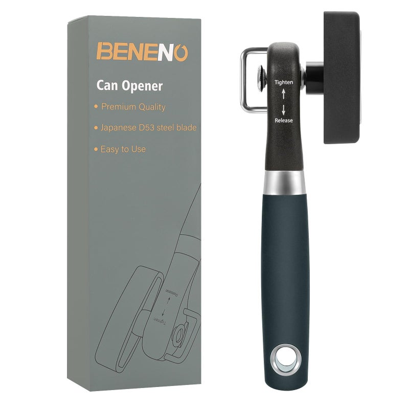 Beneno Can Opener, Manual Side Safe Cut Can Opener Smooth Edge with Durable Sharp Blade, Effort-Saving Knob & Comfortable Non-slip Handle, Green - Image 1