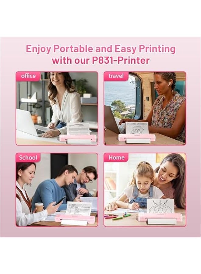 phomemo Portable Printers Wireless for Travel, P831 Bluetooth Thermal Transfer Printer Support US Letter/A4/A5/B5 Copy Paper, 300 DPI Mobile Inkless Printer for iOS, Android & Laptop - Image 3