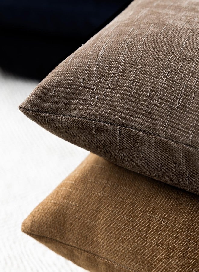 Foindtower Pack of 2 Soft Textured Chenille Throw Decorative Pillow Covers Lumbar Accent Solid Cushion Cover Cozy Neutral Farmhouse Pillow Case for Couch Sofa Bedroom Living Room 12x20 Inch, Chocolate - Image 5
