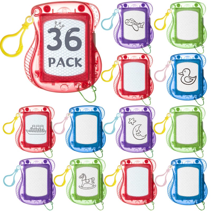 Outus 36 Pieces Mini Magnetic Drawing Board for Kids, Backpack Keychain Clip Drawing Boards, Erasable Doodle Board Portable Writing Sketch Pad, Birthday Party Favors Goodie Bag Stuffers - Image 1