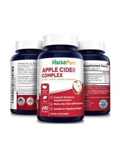 NusaPure Apple Cider Vinegar Complex - 180 Veggie Caps - Organic ACV and Ceylon Cinnamon, Organic Ginger, Bioperine & Organic Cayenne Pepper  - Image 2