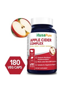 Apple Cider Vinegar Complex - 180 Veggie Caps - Organic ACV and Ceylon Cinnamon, Organic Ginger, Bioperine & Organic Cayenne Pepper
