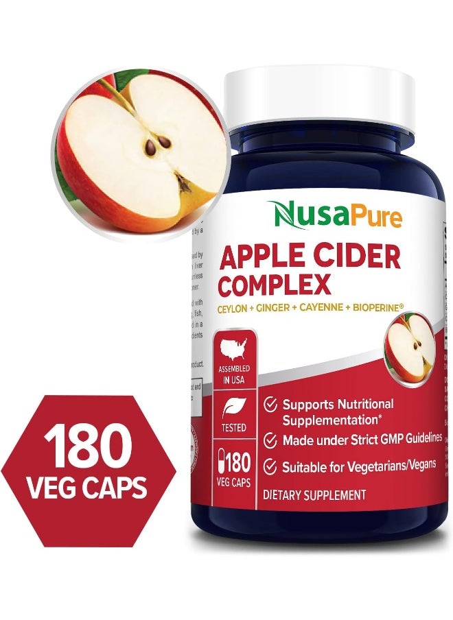 NusaPure NusaPure Apple Cider Vinegar Complex - 180 Veggie Caps - Organic ACV and Ceylon Cinnamon, Organic Ginger, Bioperine & Organic Cayenne Pepper  - Image 4