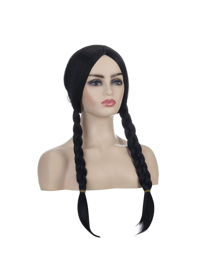 TSNOMORE 27" Long Black Wig for Women Straight Synthetic Wig for Girl Halloween Costume Party Cosplay Wig (Black) - Image 5