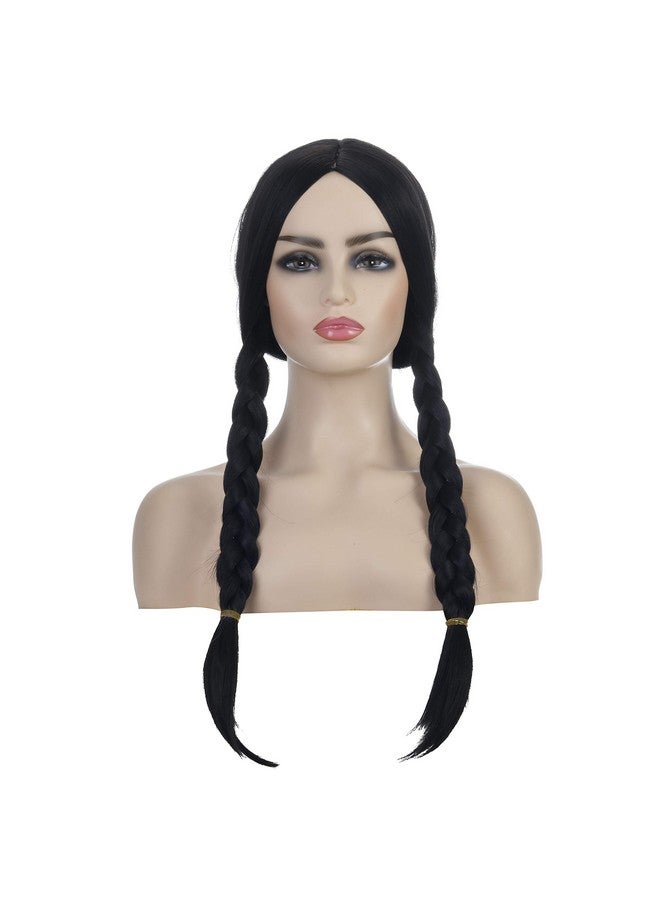 TSNOMORE 27" Long Black Wig for Women Straight Synthetic Wig for Girl Halloween Costume Party Cosplay Wig (Black) - Image 4
