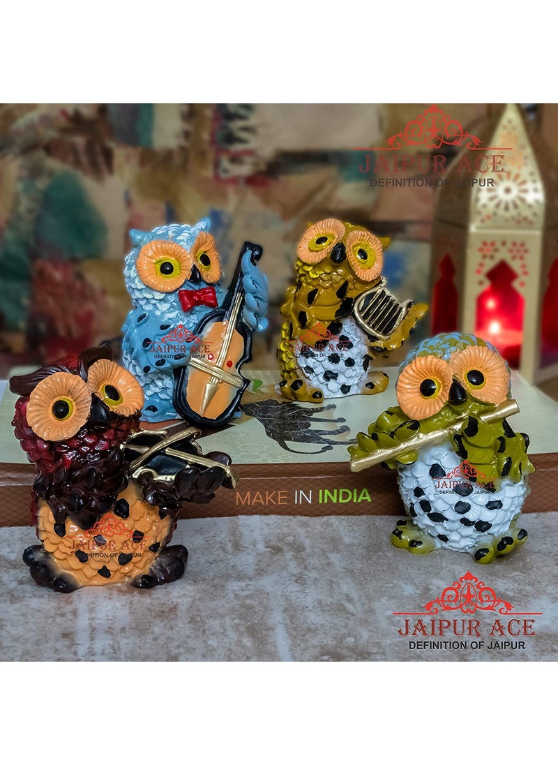 JAIPUR ACE JAIPUR ACE Polyresin Musical Owl Statue and Artifacts for Home Decor Living Room Wall Decoration Showpiece for Gifting Interiors and Diwali Decoration Musical Owl  - Image 3