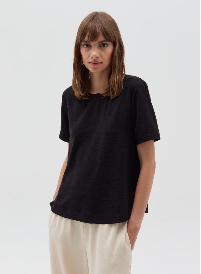 او في اس بلوزة بتأثير مجعد مع شقوق صغيرة - Image 1