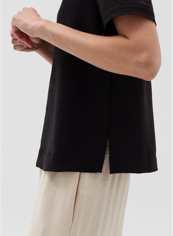 او في اس بلوزة بتأثير مجعد مع شقوق صغيرة - Image 4