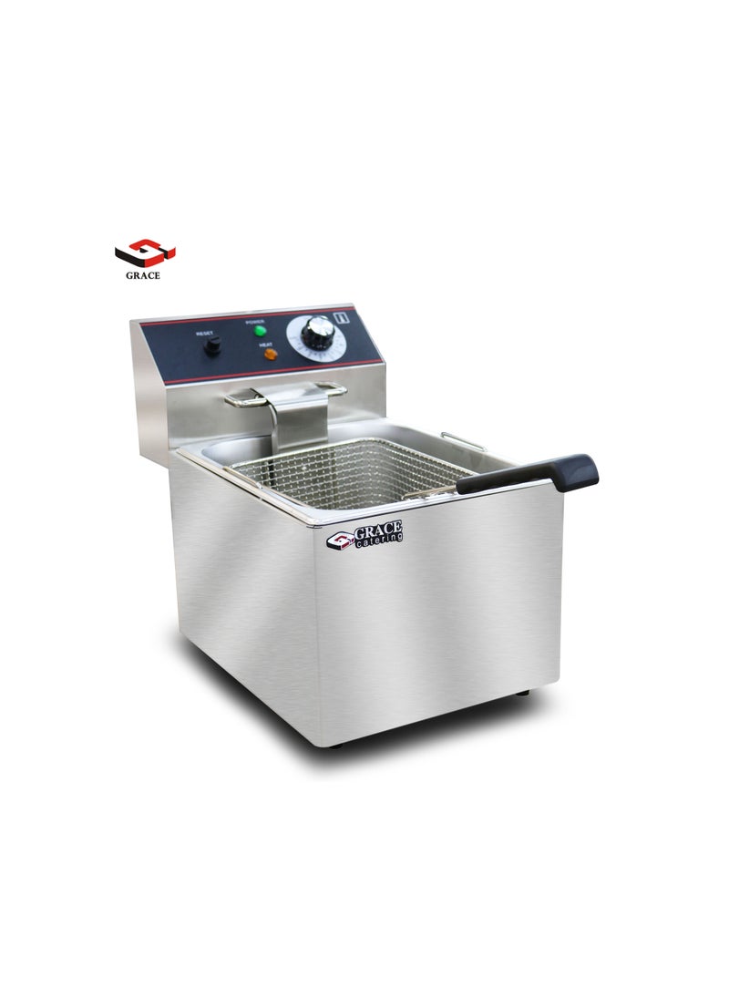 Grace - Grace Commercial Counter-top Electric Single Fryer 8 Liter Stainless Steel Deep Fryer with Cover 220V 3250 Watts - Image 1