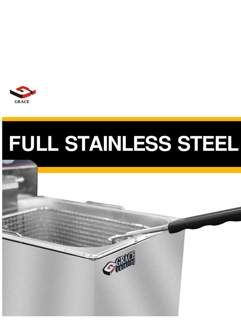 Grace - Grace Commercial Counter-top Electric Single Fryer 8 Liter Stainless Steel Deep Fryer with Cover 220V 3250 Watts - Image 1