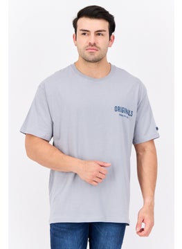 Originals by Brooklyn Cloth Men Round Neck Short Sleeves Brand Logo T-Shirt, Grey  - Image 1