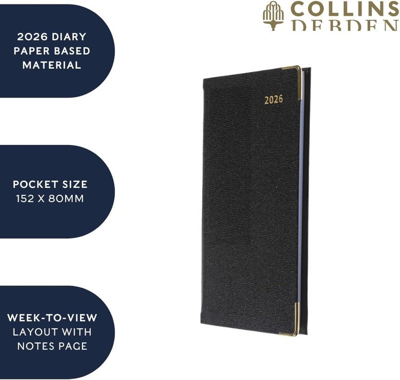 Collins - Business - Slim 2026 12 Month Calendar Year Planner, Week-To-View with Notes Pocket Diary - Black (CNB.99-26) - Image 5