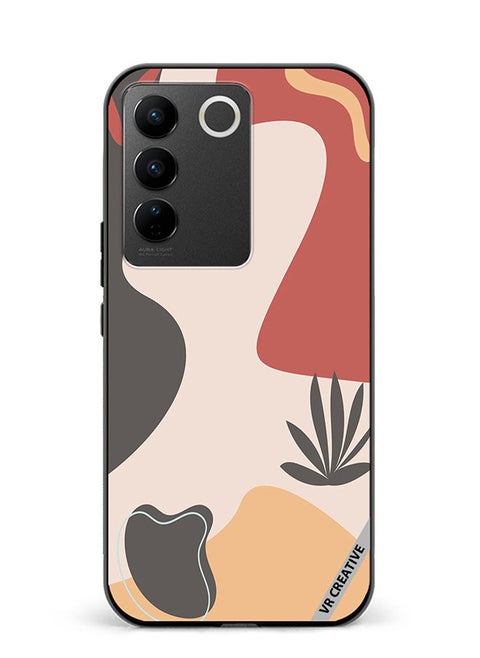 Protective Case Cover For Vivo V27e Printable Template With Abstract Geometric Shapes, Nature Aesthetic Texture, Design Multicolour