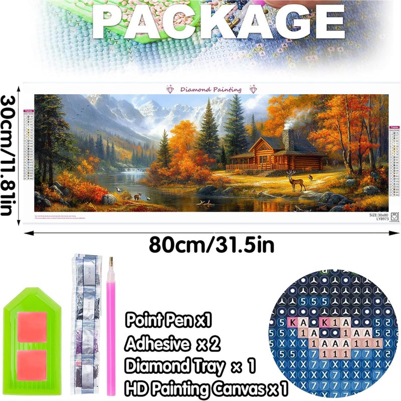 Bimkole Large Diamond Art Kits for Adults Landscape, Full Drill 5D DIY Rhinestone Embroidery Set Paint with Diamonds Art Autumn by Number Kits Cross Stitch Home Wall Craft Decoration 31.5x11.81 Inch - Image 1