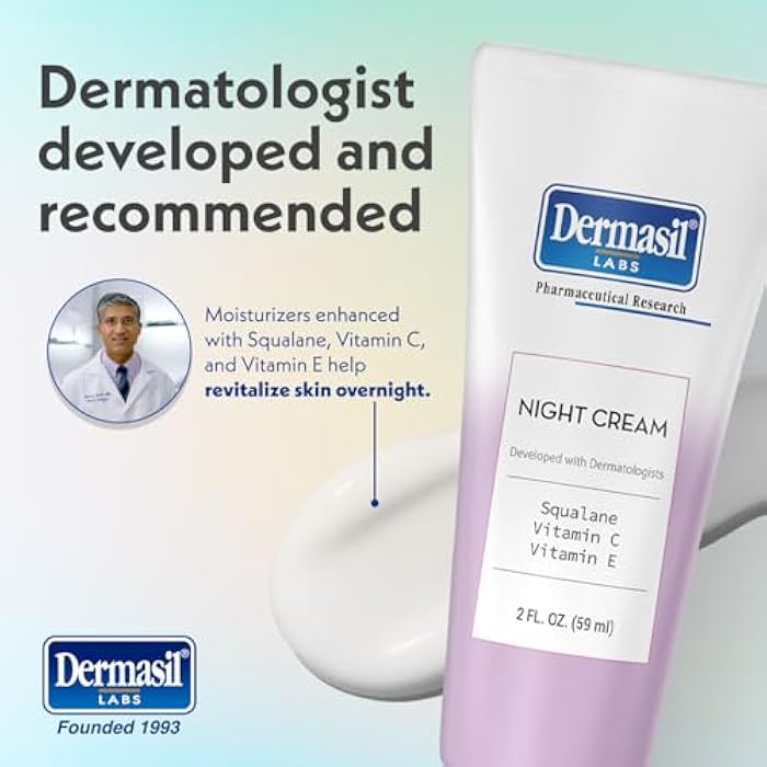 Dermasil Night Cream 3-Pack – Anti-Aging Face Moisturizer with Squalane, Hyaluronic Acid, Vitamin C, and Vitamin E, 2 Oz Ea - Image 4