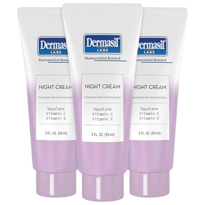 Dermasil Night Cream 3-Pack – Anti-Aging Face Moisturizer with Squalane, Hyaluronic Acid, Vitamin C, and Vitamin E, 2 Oz Ea - Image 1