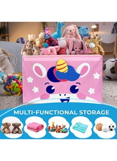quokka QUOKKA Toy Storage Box for Boys and Girls - 16x12x10 In Toy Chest Organizer for Kids - | Collapsible | Handles | Flip-Top Lids | - Fabric Foldable Bin for Playroom - Nursery Room Organization  - Image 4